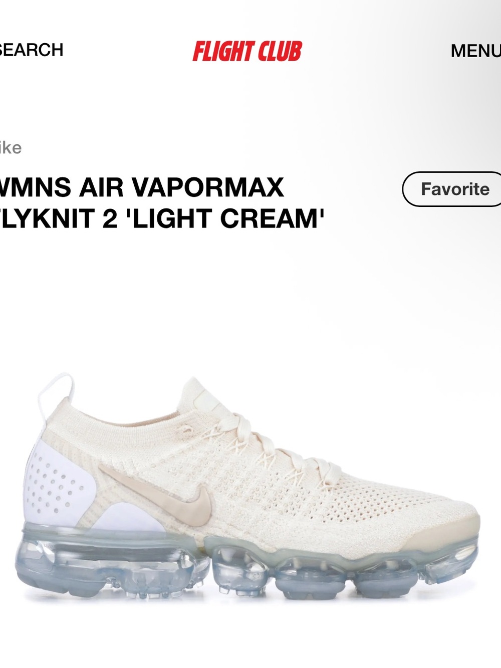 Nike Air VaporMax Flyknit 2.0 light cream